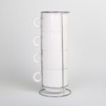 طقم أكواب سيراميك مع حامل معدني – قابل للطباعة الحرارية